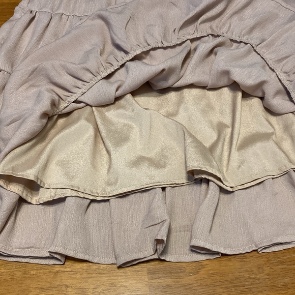 Foteisy Womens Size Medium Light Pink Tiered Dress Capped Flutter Sleeves Flowy - Picture 8 of 8